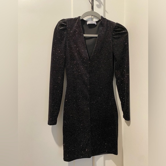 MANGO XS velvet glitter v-neck mini New Year’s Eve dress - Picture 1 of 2